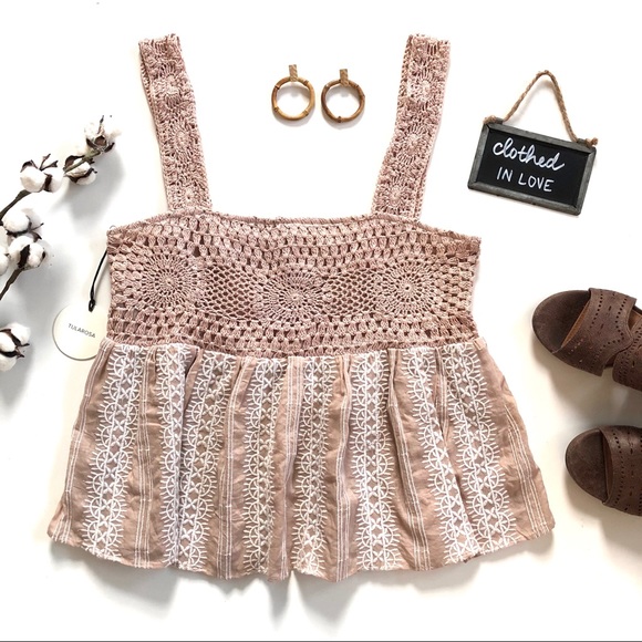 Tularosa Tops - New! Tularosa Sana Crochet & Embroidered Tank Top